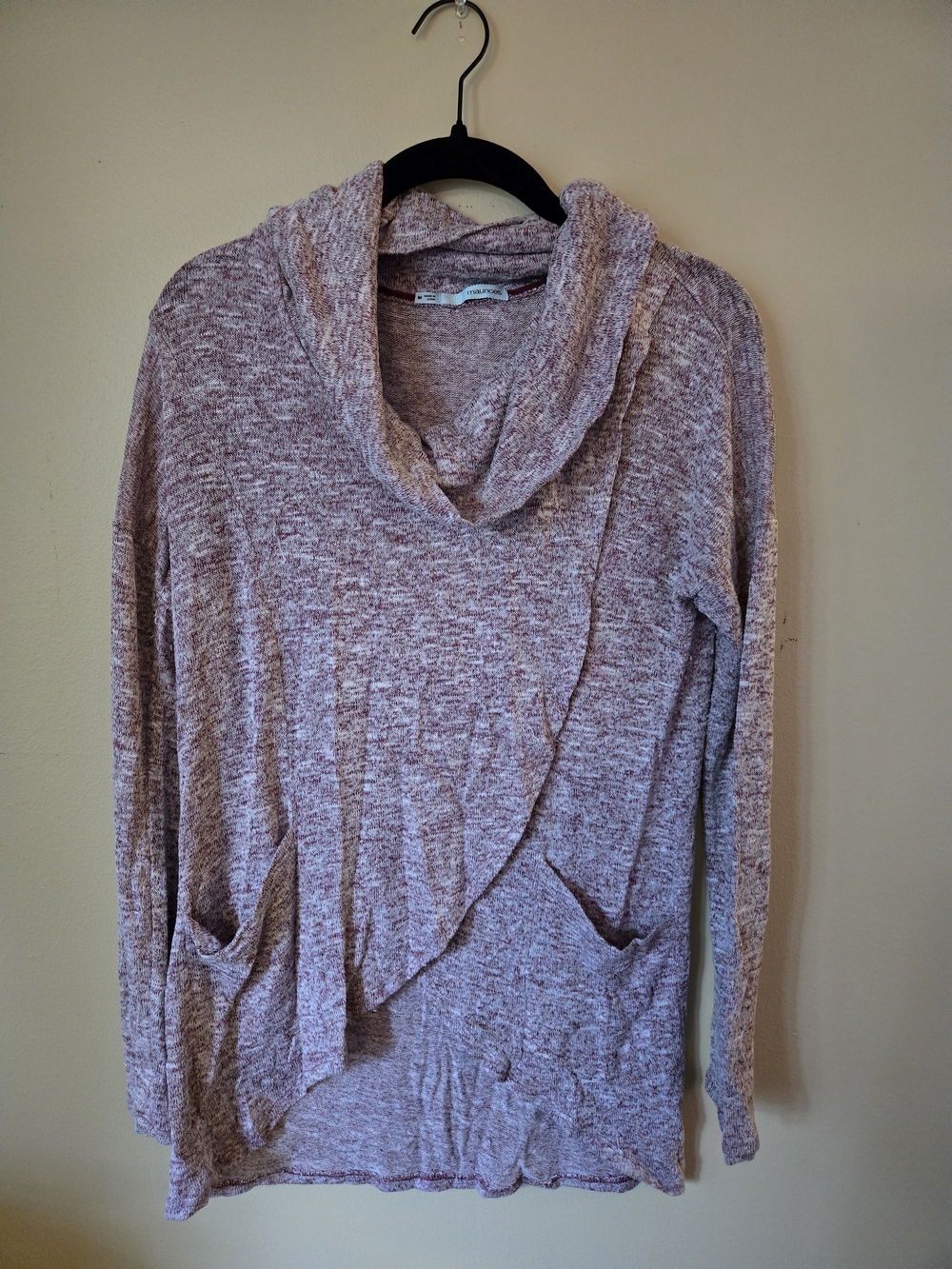 Maurices Heathered Dusty Mauve Cowl Neck Sweater